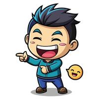 a cartoon boy pointing and smiling vector