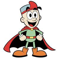 a cartoon character with a cape and red hat vector