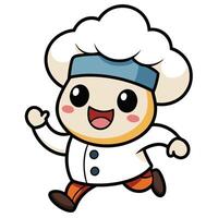 a cartoon chef running with a smile on his face vector
