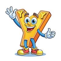 a cartoon letter y waving and smiling vector