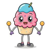cute ice cream character with arms and legs vector