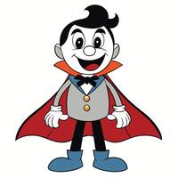 a cartoon dracula with a cape and hat vector