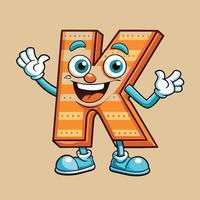 cartoon letter k character with arms and legs vector