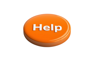 uma brilhante laranja botão com a palavra Socorro proeminentemente exibido dentro branco texto. png