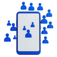 A mobile phone displaying user icons, symbolizing social connections and interactions. png