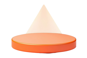 A simple geometric composition featuring a circular orange base and a white triangular peak. png