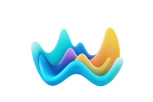 A colorful, wavy structure featuring smooth curves and gradients, showcasing vibrant hues of blue, yellow, and purple. png