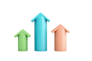 Three upward-pointing house-shaped figures in varying heights, representing growth or progress in a stylized manner. png