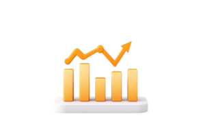 A stylized, orange graph displaying upward trends with bars and a line, symbolizing growth and success in data representation. png