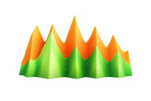 A vibrant, multi-colored 3D surface with peaks and valleys, resembling a stylized crown or waveform. png