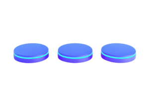 Three circular objects with a glowing blue rim, arranged in a row, showcasing a sleek and modern design. png