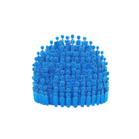 A cluster of blue figurines arranged to form a dome shape, representing a community or group. png