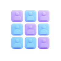 A grid of colorful profile icons in blue and purple, arranged in a 3x3 layout. png
