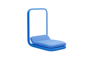 A modern blue lounge chair with a sleek design featuring a cushioned seat and a minimalist frame. png