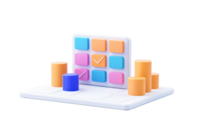 A colorful 3D representation of a data chart with bars and a grid, illustrating statistical analysis. png