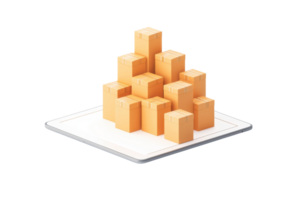 A cluster of orange cubes arranged in a pyramid formation on a square base. png