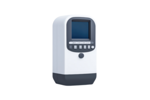 A compact device featuring a small screen and buttons, designed for operational control and monitoring. png