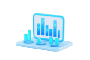 A glowing, modern data visualization display featuring various bars representing statistical information. png