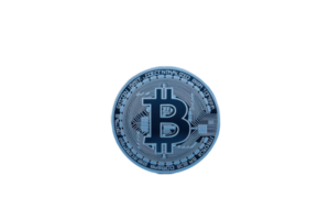 A detailed illustration of a Bitcoin coin featuring the iconic B symbol, showcasing intricate designs and a metallic finish. png