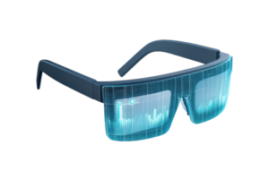 Futuristic glasses featuring a digital mesh design, showcasing a modern aesthetic with a high-tech appearance. png