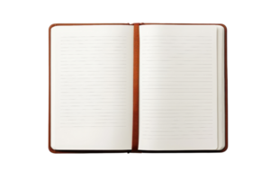 An open notebook featuring blank lined pages, ready for writing or sketching. png