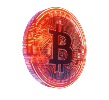 un digital representación de un bitcoin presentando intrincado circuitería y un brillante, vistoso diseño. png