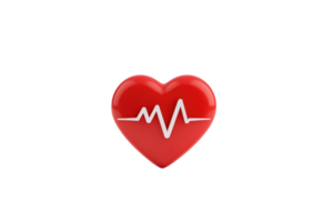 A red heart symbol with a white ECG line running through it, representing love and health. png