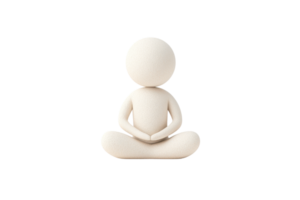 A simple, minimalist figure sitting cross-legged with hands resting on its lap, embodying tranquility and meditation. png