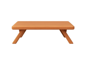 A simple wooden table with angled legs, showcasing a natural finish and minimalistic design. png
