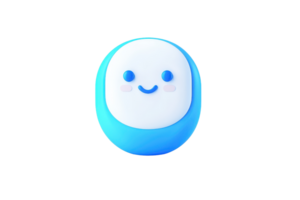 A cute, smiling character with a rounded shape and soft colors, conveying a friendly and cheerful expression. png