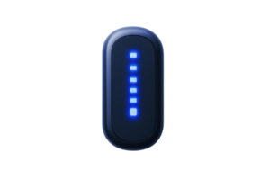 A sleek, dark device with blue light indicators, suggesting functionality or charging status. png