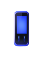 A sleek electronic device with a blue screen and illuminated buttons, designed for modern functionality. png