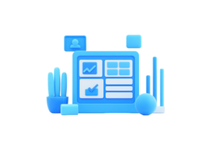 A digital interface featuring graphs, charts, and decorative elements, emphasizing data visualization and user interaction. png