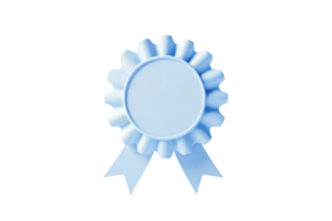 A light blue award ribbon with a circular center and decorative pleats, symbolizing achievement and recognition. png