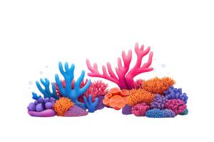 A vibrant display of colorful corals featuring various shapes and textures, showcasing marine biodiversity. png