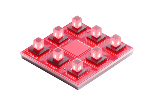 un' griglia di illuminato rosso guidato luci disposte nel un' piazza modello, in mostra un' moderno elettronico design. png