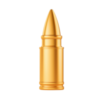 A shiny golden bullet, showcasing a pointed tip and cylindrical casing, reflecting light with a polished finish. png