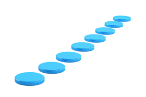 A series of blue disks arranged in a line, showcasing a smooth surface and uniform shape. png