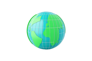 A colorful globe depicting continents in green and blue, representing Earth and its geographical features. png