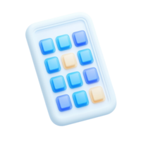 A sleek, modern device featuring a grid of colorful buttons paired with a smooth, white casing. png
