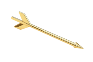 A sleek, golden arrow with a pointed tip and stabilizing fins, symbolizing precision and direction. png
