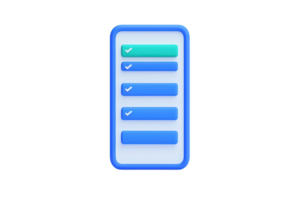 A checklist with four items, featuring three checked boxes and one unchecked, highlighted in a blue and green design. png