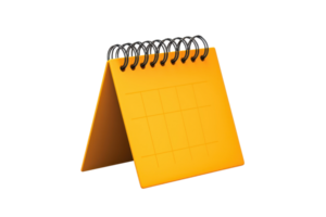 A vibrant yellow tabletop calendar featuring a simple grid design, perfect for organizing dates and appointments. png