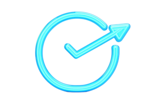 A glowing blue circular arrow with a directional pointer indicating progress or movement. png