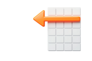 A white grid with an orange arrow pointing to the right, suggesting movement or direction. png