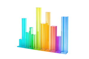 Colorful vertical bars representing data visualization in a sleek, modern design. png