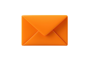 A vibrant orange envelope with a pointed flap, featuring a sleek and modern design. png