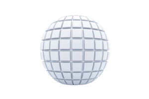 A spherical object with a grid pattern, featuring a white surface and a symmetrical design. png