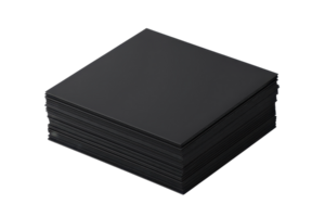A stack of black squares arranged neatly, showcasing their flat surfaces and sharp edges. png