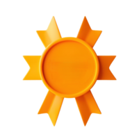 A bright orange award badge featuring a circular center and pointed star-like edges. png